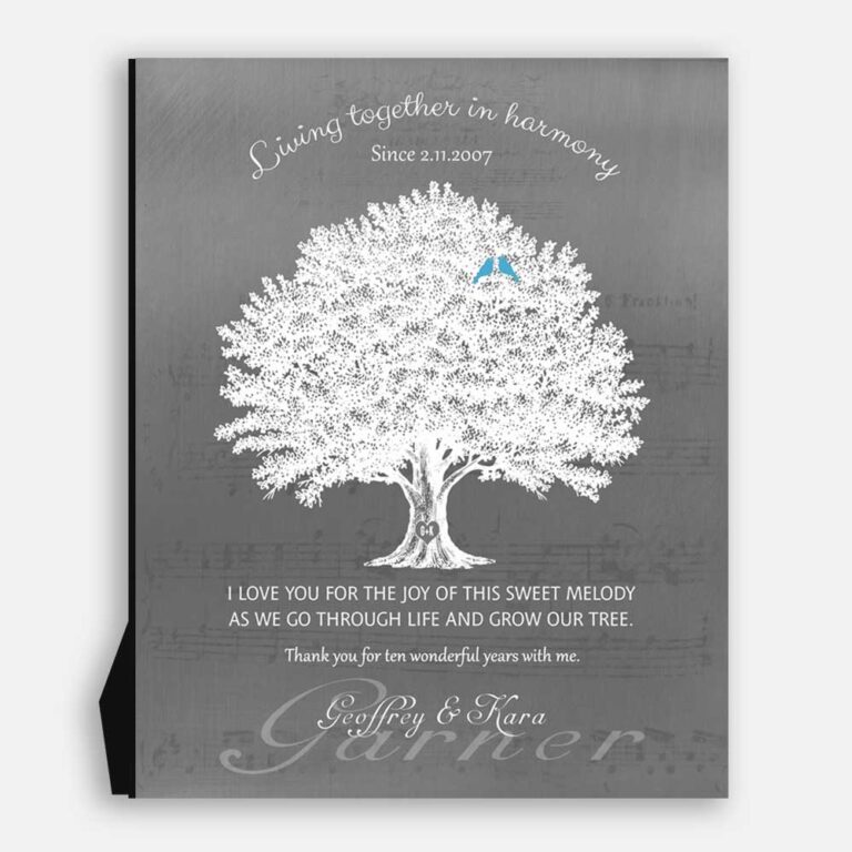 Personalized 10th Year Wedding Gift With Names & Wedding Date