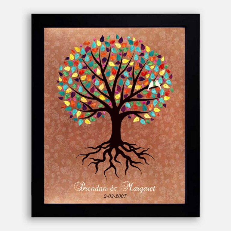 A Rooted Tree With Multicolor Leaves & Two Love Birds