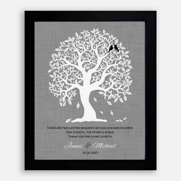Handcrafted Gift Depicting A Family Tree With 2 Birds Symbolizing Kids