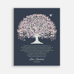Mother of Groom I Knew The Day I Met Him Pale Purple Canopy Leaves With Dark Slate Background #CWA-1002