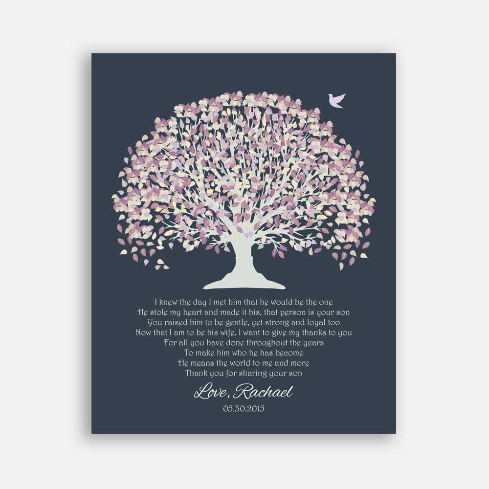 Mother of Groom I Knew The Day I Met Him Pale Purple Canopy Leaves With Dark Slate Background #CWA-1002