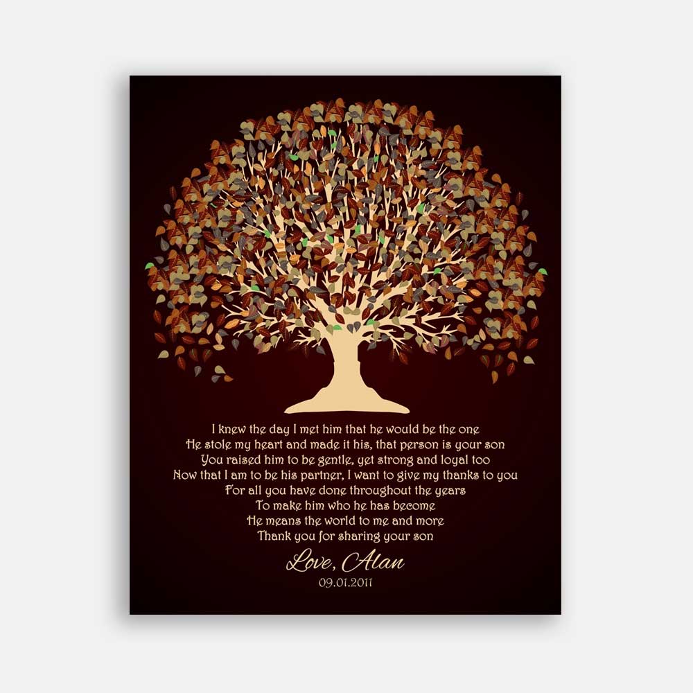 Mother of Groom I Knew The Day I Met Him Fall Canopy Leaves With Brown Background #CWA-1008