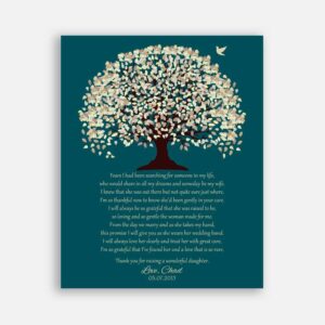 Mother of Bride Parents Beige Canopy Leaves on Teal Background Years I Had Been Searching #CWA-1016