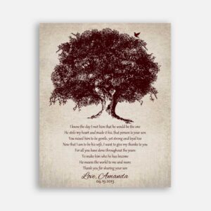 Mother of Groom Large Brown Oak Tree on Vintage Background I Knew The Day I Met Him #CWA-1017