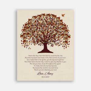 Mother of Groom Father Parents Fall Canopy Leaves on Beige Faux Linen Background #CWA-1018