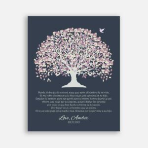 Mother of Groom Father Parents in Spanish Pale Purple Canopy Leaves on Dark Slate Background #CWA-1020