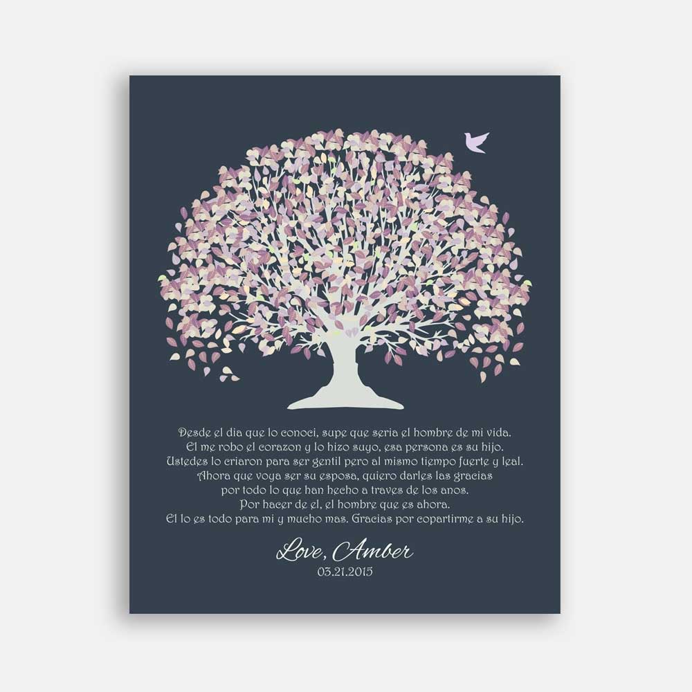 Mother of Groom Father Parents in Spanish Pale Purple Canopy Leaves on Dark Slate Background #CWA-1020