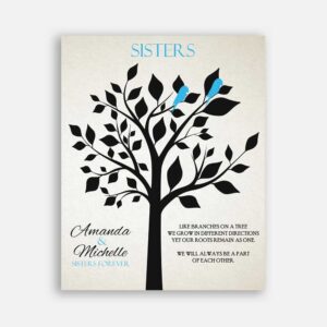 Sister Maid of Honor Bridesmaid Like Branches on a Tree Turquoise Black New Sister In Law Gift #CWA-1026
