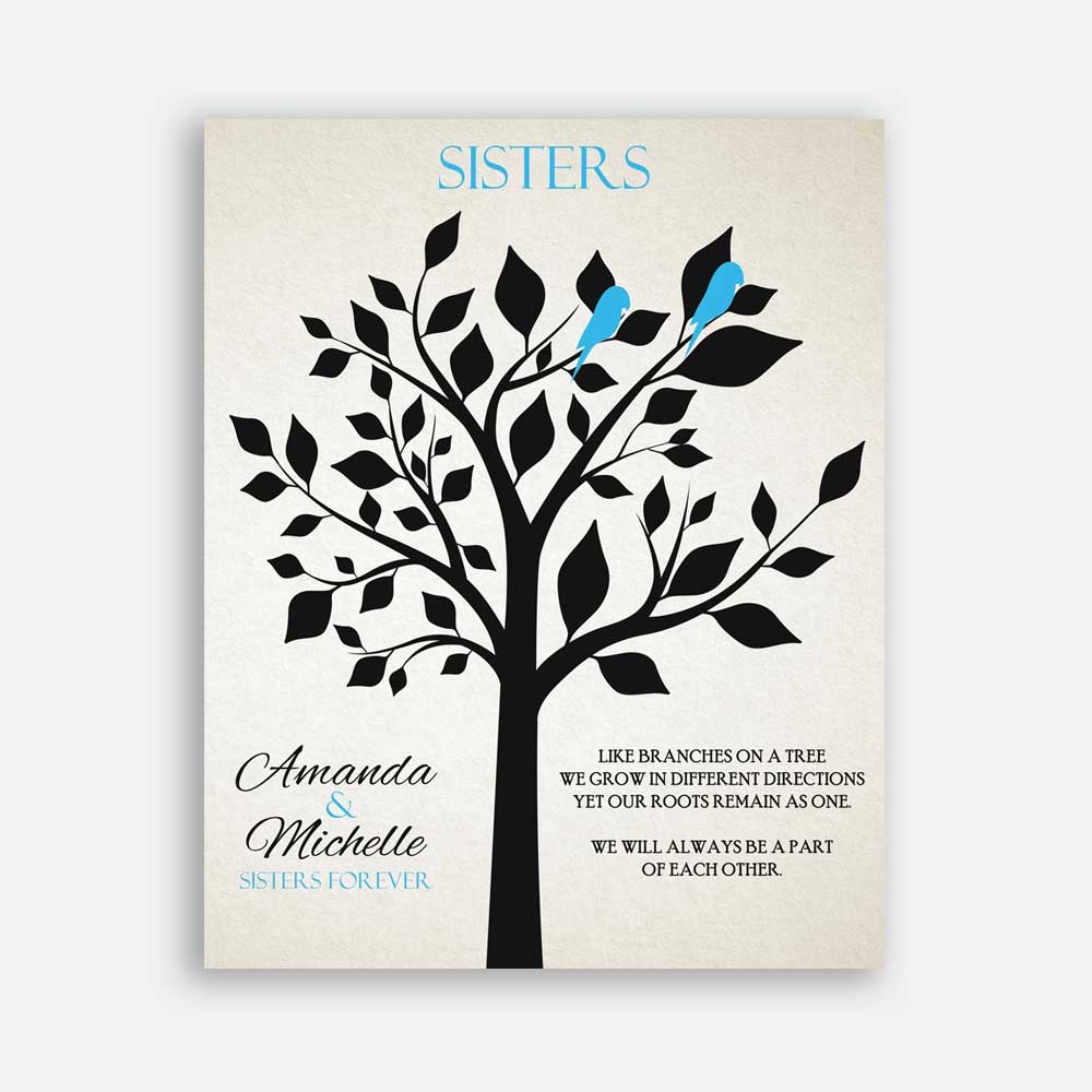 Sister Maid of Honor Bridesmaid Like Branches on a Tree Turquoise Black New Sister In Law Gift #CWA-1026