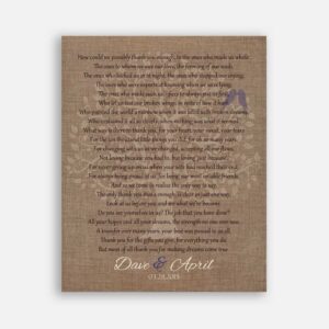 Mother of Bride Parents Father of Bride Faux Burlap And Purple Birds How Can We Ever Thank You Enough #CWA-1028
