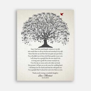 Mother of Bride Parents Father of Bride Years I Had Been Searching Gray Canopy Leaves on Off White Background #CWA-1029