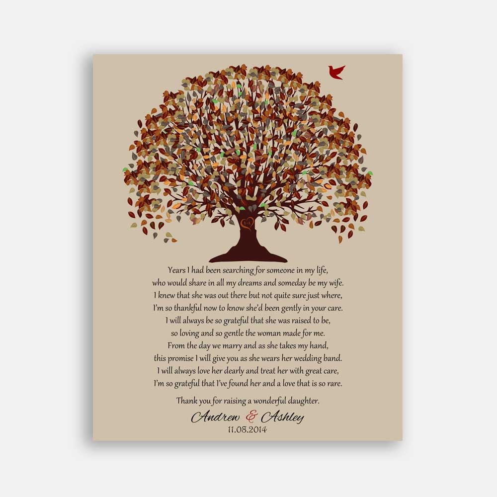 Mother of Bride Parents Fall Canopy Leaves on Beige Background Years I Had Been Searching #CWA-1032
