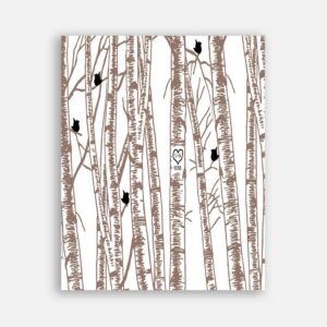 10 Year Anniversary Gift 10th Anniversary Birch Trees Taupe And Black Birds #CWA-1037