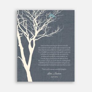 Mother of Bride Parents Faux Gray Background With Blue Birds Years I Had Been Searching #CWA-1048