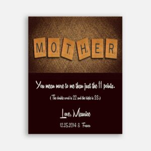 Mother Scrabble Tile Letters Custom Art Gift From Son Daughter And Family Mothers Day Gift #CWA-1063