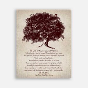 Mother In Law Oak Tree on Faux Vintage Background To My Precious Second Mother of Groom #CWA-1078