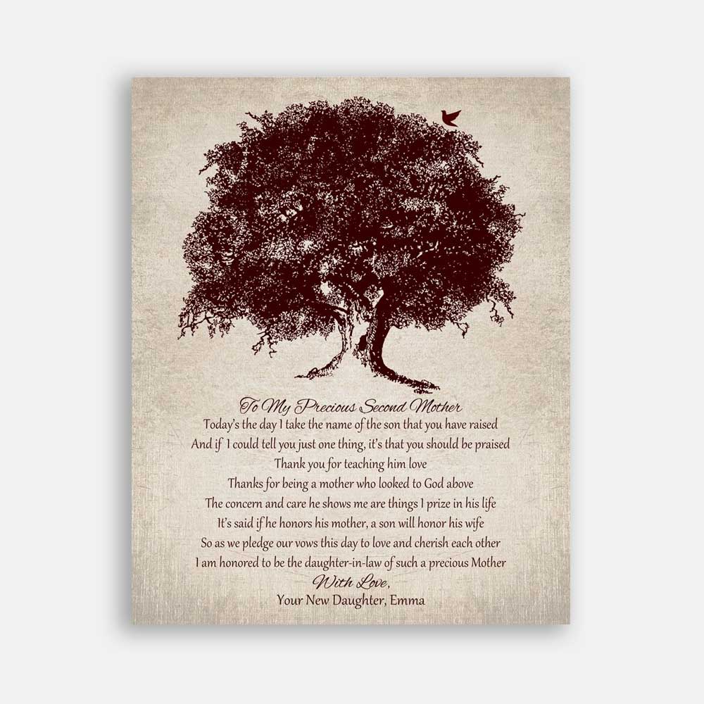 Mother In Law Oak Tree on Faux Vintage Background To My Precious Second Mother of Groom #CWA-1078