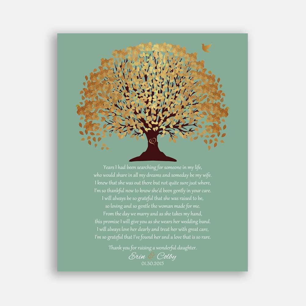 Mother of Bride Parents Golden Canopy Leaves on Seafoam Years I Had Been Searching #CWA-1081