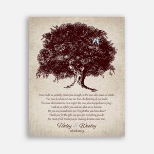 Mother of Bride Parents Father Large Old Oak Tree on Vintage Background How Could We Possibly Thank You Enough #CWA-1088