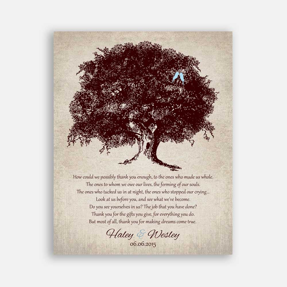 Mother of Bride Parents Father Large Old Oak Tree on Vintage Background How Could We Possibly Thank You Enough #CWA-1088