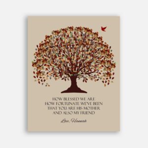 Mother of Groom Gift From Bride How Blessed We Are Fall Canopy on Beige #CWA-1103