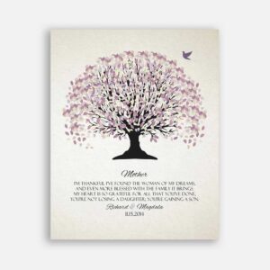 Mother of Bride Not Losing A Daughter Gaining A Son Purple Canopy Off White Background #CWA-1104