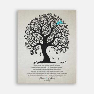 Mother of Groom Bendy Black Tree Turquoise Birds I Knew The Day I Met Him Gift From Bride #CWA-1112