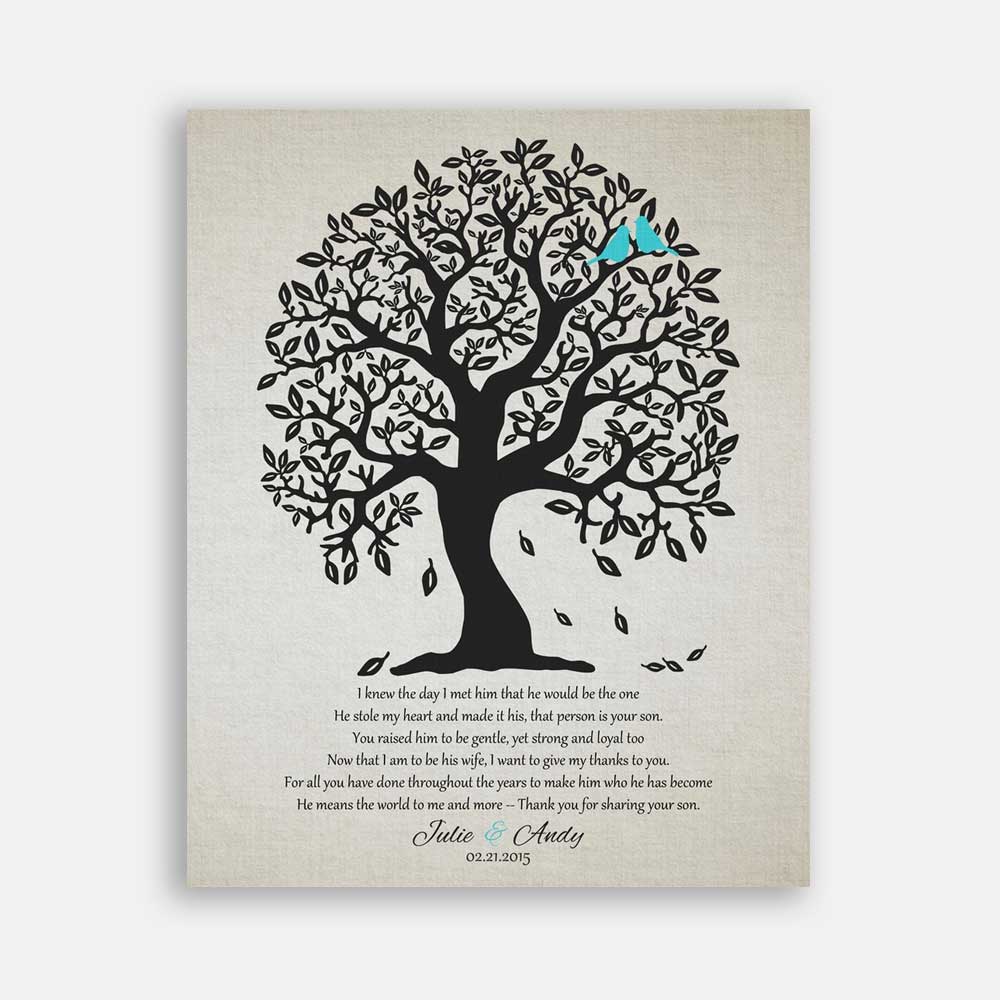 Mother of Groom Bendy Black Tree Turquoise Birds I Knew The Day I Met Him Gift From Bride #CWA-1112