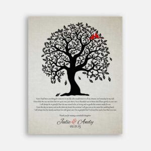 Mother of Bride Parents Bendy Black Tree Red Birds Years I Have Been Searching Thank You Wedding Gift #CWA-1113