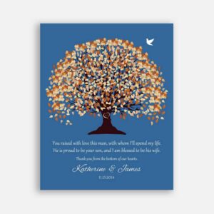 Mother of Groom Parents You Raised With Love This Man Orange Canopy Leaves on Blue Background #CWA-1119