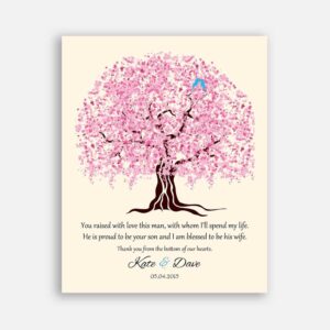Mother of Groom Parents You Raised With Love This Man Cherry Tree Canopy With Blue Birds #CWA-1122