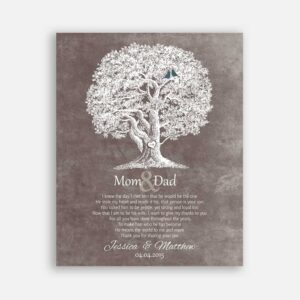 Mother of Groom Parents I Knew The Day I Met Him Oak Tree Carved Initials on Family Tree #CWA-1210