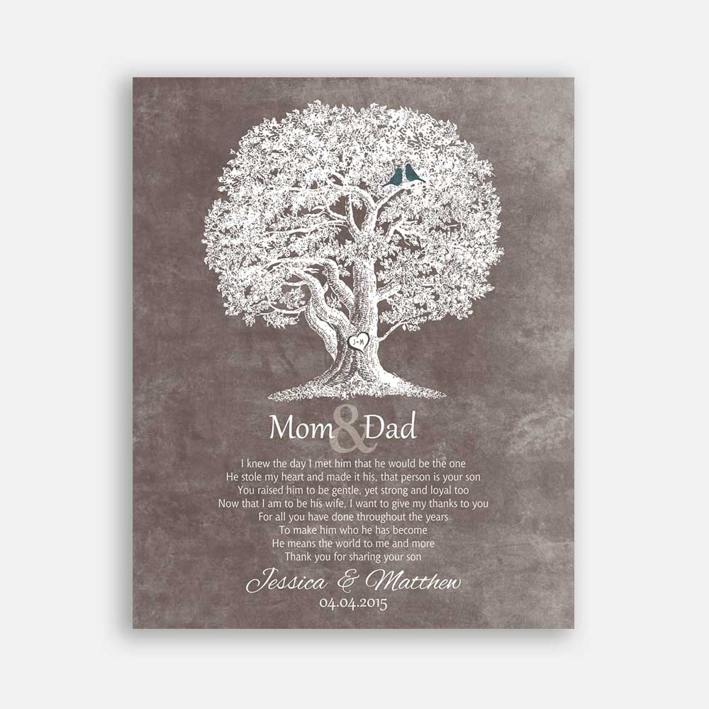 Mother of Groom Parents I Knew The Day I Met Him Oak Tree Carved Initials on Family Tree #CWA-1210