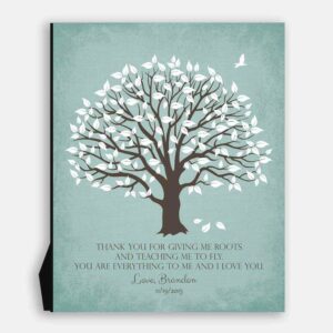 Personalized Gift For Mother From Son or To Father Giving Me Roots And Wings To Fly Magnolia Tree Poem #LT-1155