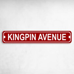 Kingpin Avenue Novelty Metal Street Sign to add to your sign collection.