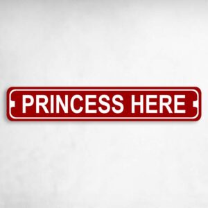 Princess Here Novelty Metal Street Sign to add to your sign collection.