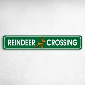 Reindeer Crossing Christmas Holiday Novelty Metal Street Sign to add to your sign collection.