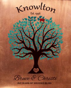 Read more about the article 22 Year Anniversary Traditional Wedding Tree Faux Copper Turquoise Gift Personalized For Bruce