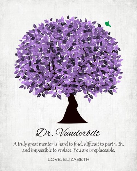 Boss Truly Great Mentor Teacher Friend Colleague Purple Watercolor Tree Gift Personalized For Elizabeth