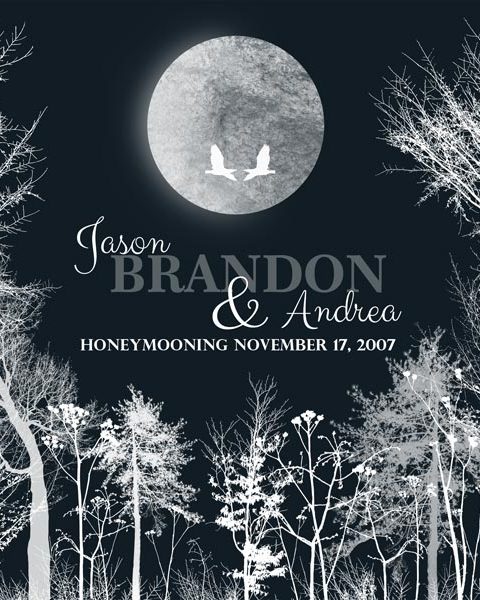 Honeymoon Winter Trees Wedding Anniversary Gift Personalized For Jason