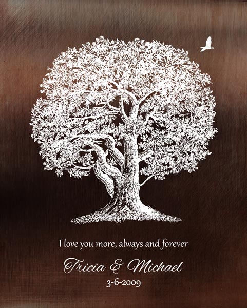 You are currently viewing Gift for Wife, 10 Anniversary, Faux Bronze, Oak Tree – Personalized for Michael R.