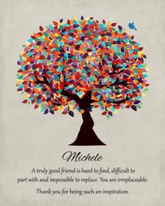 Read more about the article Friend Mentor Multi Colorful Tree Moving We Will Miss You Gift Personalized For Sharon