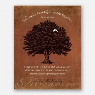 7 Year Anniversary Gift, Personalized Thank You Gift, Gift Depicting A Family Tree & Sweet Poem To Celebrate 7th Wedding Anniversary, 1046