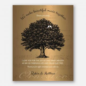 8 Year Anniversary Gift, Personalized Thank You Gift, Gift Depicting A Family Tree & Sweet Poem To Celebrate 8th Wedding Anniversary, 1053