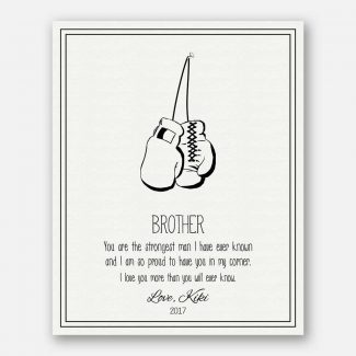 A Personalized Gift For Brother, Thank You Gift From Sister To Brother, Handcrafted Gift With Heartfelt Message & Boxing Gloves, 1079