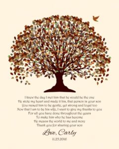 Read more about the article Mother of Groom Gift From Bride on Wedding Day Fall Canopy Tree – Personalized for Carly