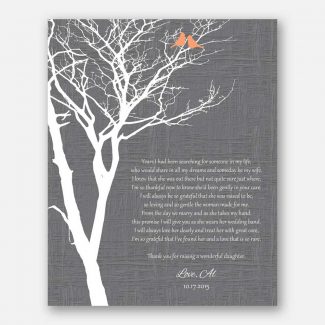 Mother of Bride Years I Had Been Searching Faux Gray Texture Background With Orange Love Birds #CWA-1007
