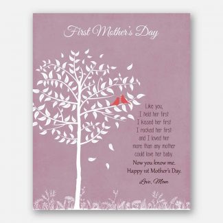 First Mothers Day From Mom or Dad New Baby Daughter Nursery Art Like You I Held Her First New Mother Pink Background #CWA-1258