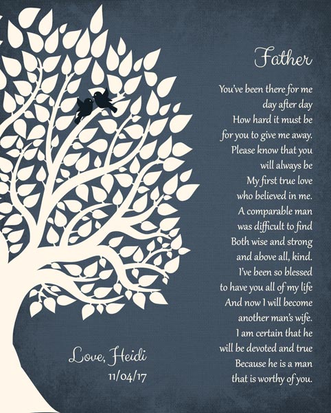 You are currently viewing Father From Daughter Thank You From Bride To Parents Family Wedding Poem Tree Gift – Personalized For Heidi