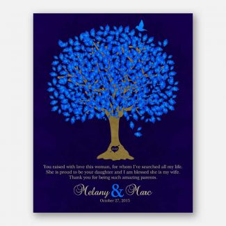 Mother of Bride Thank You Gift For Parents Personalized Gift For Bride’s Family Wedding Poem Tree Gift For Mom and Dad #LT-1106